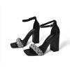 DREAM PAIRS Women’s Heels for Women Braided Open Toe Ankle Strap High Block Chunky Heel Sandals Party Wedding Dress Pumps Shoes(Black-rhinestone)