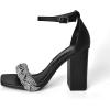 DREAM PAIRS Women’s Heels for Women Braided Open Toe Ankle Strap High Block Chunky Heel Sandals Party Wedding Dress Pumps Shoes(Black-rhinestone)