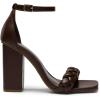 DREAM PAIRS Women’s Heels for Women Braided Open Toe Ankle Strap High Block Chunky Heel Sandals Party Wedding Dress Pumps Shoes(Brown)