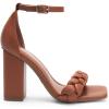 DREAM PAIRS Women’s Heels for Women Braided Open Toe Ankle Strap High Block Chunky Heel Sandals Party Wedding Dress Pumps Shoes(Brown-pu)