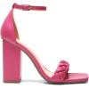DREAM PAIRS Women’s Heels for Women Braided Open Toe Ankle Strap High Block Chunky Heel Sandals Party Wedding Dress Pumps Shoes(Hot Pink)