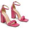 DREAM PAIRS Women’s Heels for Women Braided Open Toe Ankle Strap High Block Chunky Heel Sandals Party Wedding Dress Pumps Shoes(Hot Pink)