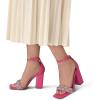 DREAM PAIRS Women’s Heels for Women Braided Open Toe Ankle Strap High Block Chunky Heel Sandals Party Wedding Dress Pumps Shoes(Hot Pink-rhinestone)