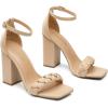 DREAM PAIRS Women’s Heels for Women Braided Open Toe Ankle Strap High Block Chunky Heel Sandals Party Wedding Dress Pumps Shoes(Nude)