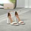 DREAM PAIRS Women’s Heels for Women Braided Open Toe Ankle Strap High Block Chunky Heel Sandals Party Wedding Dress Pumps Shoes(White)