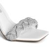 DREAM PAIRS Women’s Heels for Women Braided Open Toe Ankle Strap High Block Chunky Heel Sandals Party Wedding Dress Pumps Shoes(White-rhinestone)