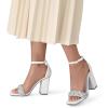 DREAM PAIRS Women’s Heels for Women Braided Open Toe Ankle Strap High Block Chunky Heel Sandals Party Wedding Dress Pumps Shoes(White-rhinestone)