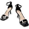 DREAM PAIRS Women’s High Stilettos Open Square Toe Ankle Strap Heels Sexy Fashion Comfort Dress Shoes Wedding Bridal Pumps Heeled Sandals(Black-pat)