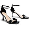 DREAM PAIRS Women’s High Stilettos Open Square Toe Ankle Strap Heels Sexy Fashion Comfort Dress Shoes Wedding Bridal Pumps Heeled Sandals(Black-pat)