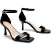 DREAM PAIRS Women’s High Stilettos Open Square Toe Ankle Strap Heels Sexy Fashion Comfort Dress Shoes Wedding Bridal Pumps Heeled Sandals(Black-pu)