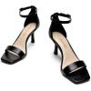 DREAM PAIRS Women’s High Stilettos Open Square Toe Ankle Strap Heels Sexy Fashion Comfort Dress Shoes Wedding Bridal Pumps Heeled Sandals(Black-pu)