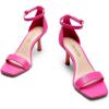 DREAM PAIRS Women’s High Stilettos Open Square Toe Ankle Strap Heels Sexy Fashion Comfort Dress Shoes Wedding Bridal Pumps Heeled Sandals(Hot Pink-pu)