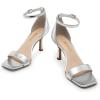 DREAM PAIRS Women’s High Stilettos Open Square Toe Ankle Strap Heels Sexy Fashion Comfort Dress Shoes Wedding Bridal Pumps Heeled Sandals(Silver)