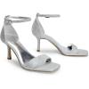 DREAM PAIRS Women’s High Stilettos Open Square Toe Ankle Strap Heels Sexy Fashion Comfort Dress Shoes Wedding Bridal Pumps Heeled Sandals(Silver-glitter)