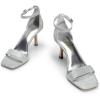 DREAM PAIRS Women’s High Stilettos Open Square Toe Ankle Strap Heels Sexy Fashion Comfort Dress Shoes Wedding Bridal Pumps Heeled Sandals(Silver-glitter)