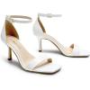 DREAM PAIRS Women’s High Stilettos Open Square Toe Ankle Strap Heels Sexy Fashion Comfort Dress Shoes Wedding Bridal Pumps Heeled Sandals(White-pu)