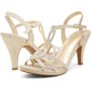 DREAM PAIRS Women’s Kitten Heels Open Toe Stilettos Rhinestone Heels for Dressy Wedding(Gold)