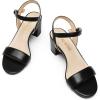 DREAM PAIRS Women’s Low Heels Block Open Toe Ankle Strap Classic Short Chunky Sandals with Buckle for Daily Work Wedding Party(Black)