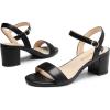 DREAM PAIRS Women’s Low Heels Block Open Toe Ankle Strap Classic Short Chunky Sandals with Buckle for Daily Work Wedding Party(Black)