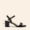 DREAM PAIRS Women’s Low Heels Block Open Toe Ankle Strap Classic Short Chunky Sandals with Buckle for Daily Work Wedding Party(Black-pu)