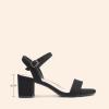 DREAM PAIRS Women’s Low Heels Block Open Toe Ankle Strap Classic Short Chunky Sandals with Buckle for Daily Work Wedding Party(Black-suede)