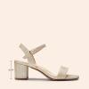 DREAM PAIRS Women’s Low Heels Block Open Toe Ankle Strap Classic Short Chunky Sandals with Buckle for Daily Work Wedding Party(Gold-glitter)