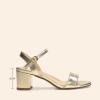 DREAM PAIRS Women’s Low Heels Block Open Toe Ankle Strap Classic Short Chunky Sandals with Buckle for Daily Work Wedding Party(Gold-metallic)