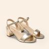 DREAM PAIRS Women’s Low Heels Block Open Toe Ankle Strap Classic Short Chunky Sandals with Buckle for Daily Work Wedding Party(Gold-metallic)