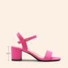 DREAM PAIRS Women’s Low Heels Block Open Toe Ankle Strap Classic Short Chunky Sandals with Buckle for Daily Work Wedding Party(Hot Pink-suede)