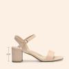 DREAM PAIRS Women’s Low Heels Block Open Toe Ankle Strap Classic Short Chunky Sandals with Buckle for Daily Work Wedding Party(Nude-suede)