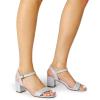 DREAM PAIRS Women’s Low Heels Block Open Toe Ankle Strap Classic Short Chunky Sandals with Buckle for Daily Work Wedding Party(Silver)
