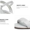 DREAM PAIRS Women’s Low Heels Block Open Toe Ankle Strap Classic Short Chunky Sandals with Buckle for Daily Work Wedding Party(Silver)