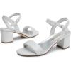 DREAM PAIRS Women’s Low Heels Block Open Toe Ankle Strap Classic Short Chunky Sandals with Buckle for Daily Work Wedding Party(Silver)