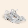 DREAM PAIRS Women’s Low Heels Block Open Toe Ankle Strap Classic Short Chunky Sandals with Buckle for Daily Work Wedding Party(Silver-glitter)