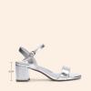 DREAM PAIRS Women’s Low Heels Block Open Toe Ankle Strap Classic Short Chunky Sandals with Buckle for Daily Work Wedding Party(Silver-metallic)