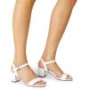 DREAM PAIRS Women’s Low Heels Block Open Toe Ankle Strap Classic Short Chunky Sandals with Buckle for Daily Work Wedding Party(White)
