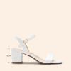 DREAM PAIRS Women’s Low Heels Block Open Toe Ankle Strap Classic Short Chunky Sandals with Buckle for Daily Work Wedding Party(White-pu)