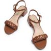 DREAM PAIRS Women’s Low Heels for Women Braided Open Toe Ankle Strap Block Chunky Heel Sandals Holiday Party Wedding Dress Pumps Shoes(Brown-pu)