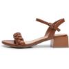 DREAM PAIRS Women’s Low Heels for Women Braided Open Toe Ankle Strap Block Chunky Heel Sandals Holiday Party Wedding Dress Pumps Shoes(Brown-pu)