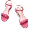 DREAM PAIRS Women’s Low Heels for Women Braided Open Toe Ankle Strap Block Chunky Heel Sandals Holiday Party Wedding Dress Pumps Shoes(Hot Pink)
