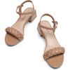 DREAM PAIRS Women’s Low Heels for Women Braided Open Toe Ankle Strap Block Chunky Heel Sandals Holiday Party Wedding Dress Pumps Shoes(Khaki-pu)