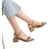 DREAM PAIRS Women’s Low Heels for Women Braided Open Toe Ankle Strap Block Chunky Heel Sandals Holiday Party Wedding Dress Pumps Shoes(Khaki-pu)