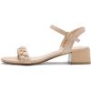 DREAM PAIRS Women’s Low Heels for Women Braided Open Toe Ankle Strap Block Chunky Heel Sandals Holiday Party Wedding Dress Pumps Shoes(Nude)