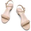 DREAM PAIRS Women’s Low Heels for Women Braided Open Toe Ankle Strap Block Chunky Heel Sandals Holiday Party Wedding Dress Pumps Shoes(Nude)