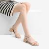 DREAM PAIRS Women’s Low Heels for Women Braided Open Toe Ankle Strap Block Chunky Heel Sandals Holiday Party Wedding Dress Pumps Shoes(Nude)