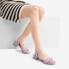 DREAM PAIRS Women’s Low Heels for Women Braided Open Toe Ankle Strap Block Chunky Heel Sandals Holiday Party Wedding Dress Pumps Shoes(Purple)