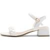 DREAM PAIRS Women’s Low Heels for Women Braided Open Toe Ankle Strap Block Chunky Heel Sandals Holiday Party Wedding Dress Pumps Shoes(White)