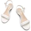 DREAM PAIRS Women’s Low Heels for Women Braided Open Toe Ankle Strap Block Chunky Heel Sandals Holiday Party Wedding Dress Pumps Shoes(White)