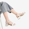 DREAM PAIRS Women’s Low Heels for Women Braided Open Toe Ankle Strap Block Chunky Heel Sandals Holiday Party Wedding Dress Pumps Shoes(White)