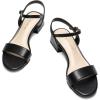 DREAM PAIRS Women’s Low Heels for Women Classic Open Toe Ankle Strap Block Chunky Heel Sandals Holiday Party Wedding Dress Pumps Shoes(Black-pu)